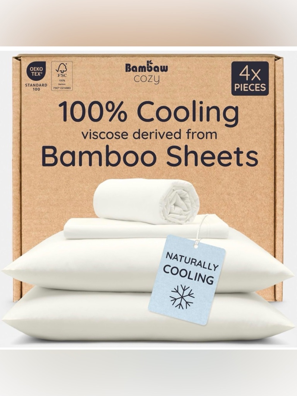 Brand New 4pcs Bamboo King Size Bed Sheets Set/Ivory